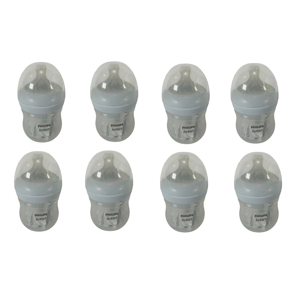 Philips Avent Natural Baby Bottle 4oz 125ml 8 Pack Clear White SCF010/87 NEW